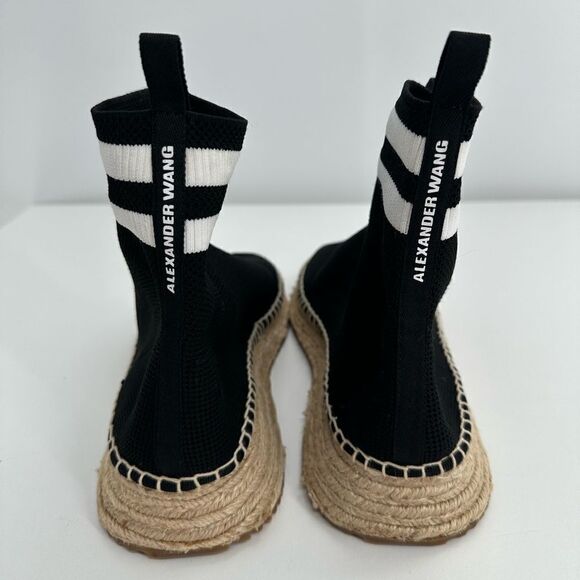 Alexander Wang Dylan High Ankle Sock Espadrilles Booties Black Sneaker Size 38 - Picture 6 of 11